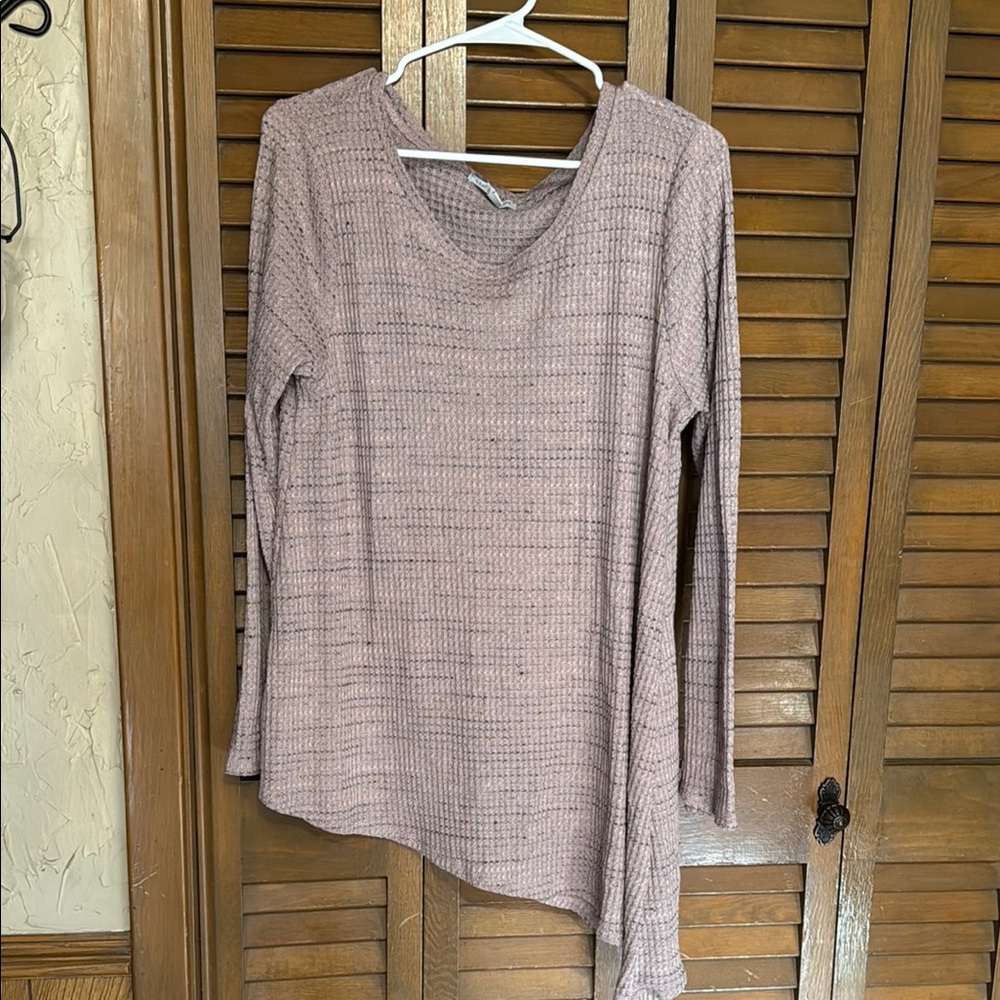 Green Envelope Purple Asymmetrical Long Sleeve Blouse